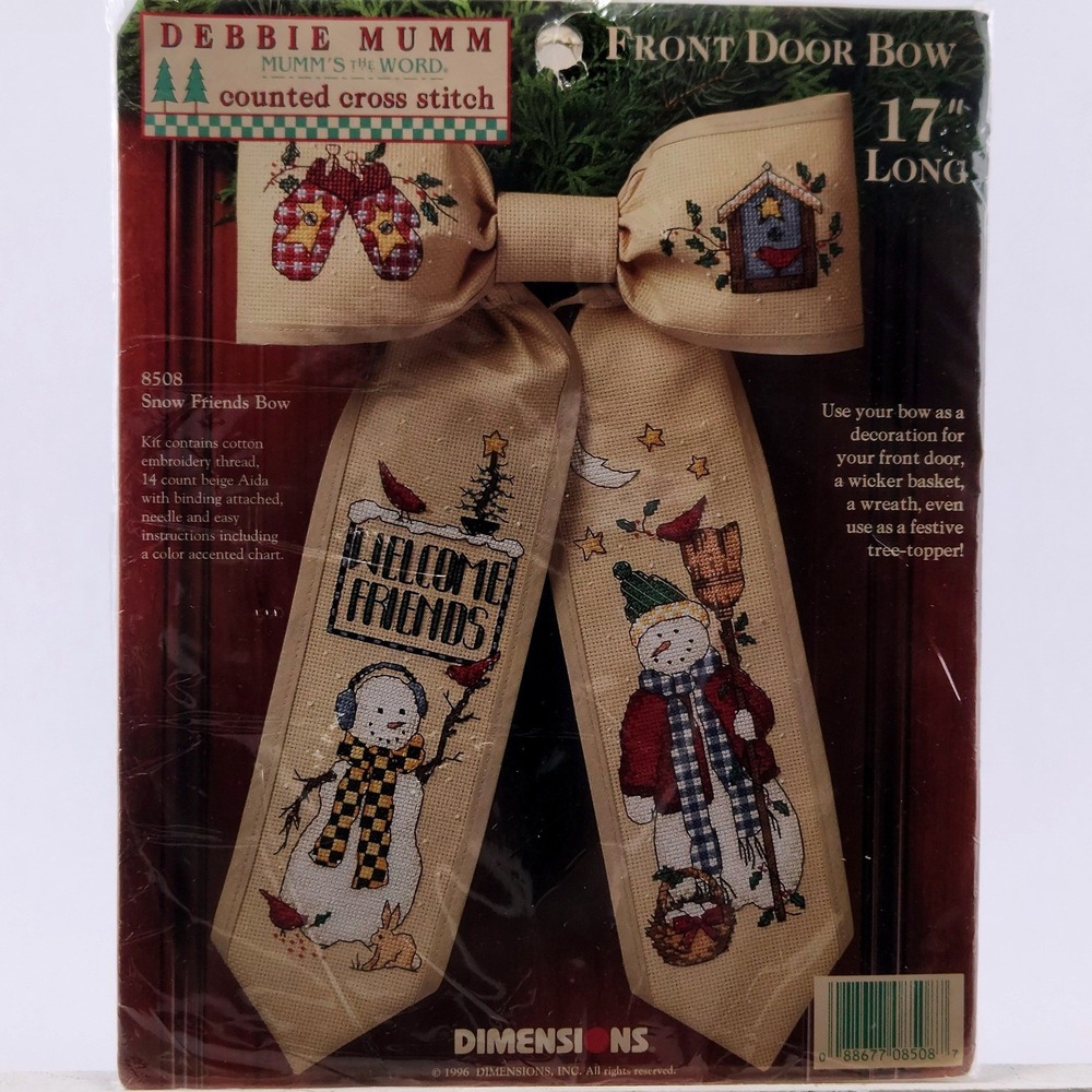Dimensions Debbie Mumm Snow Friends Bow Counted Cross Stitch Kit 8508 Vintage